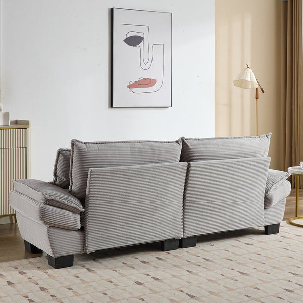 English Elm Corduroy Modern Sofa Sleeper Loveseat with Double-Layer Cushions, Two Pillows, Sturdy Frame 84" LIGHT GREY W676P227345