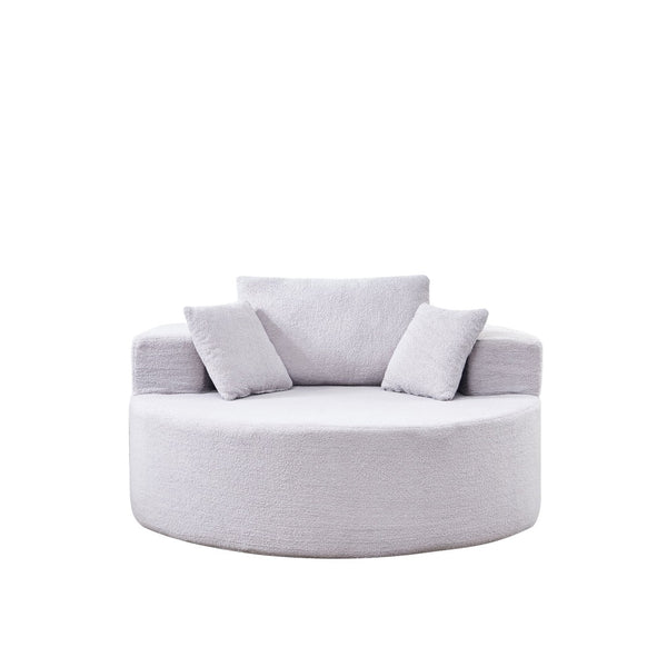 English Elm 55"l Teddy Fleece Round Chaise Chair Plush Foam Seating for Modern Living Rooms Gray W1669P368377