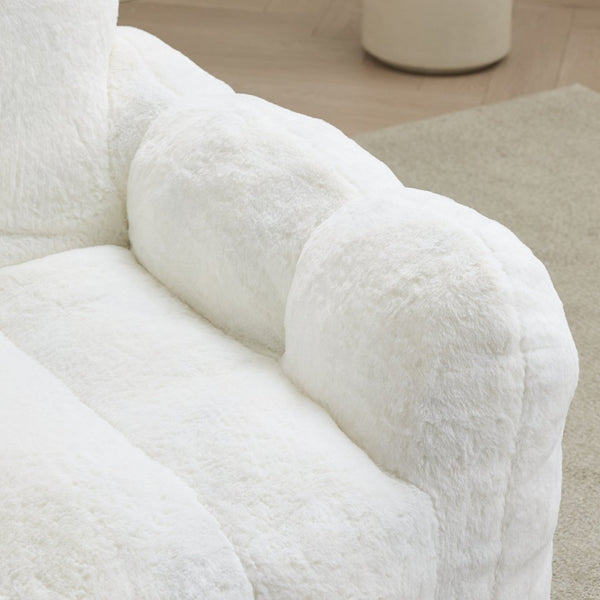 English Elm Lotus Oversized Bean Bag Sofa Memory Foam Filled Accent Chair for Living Room White W2311P457272