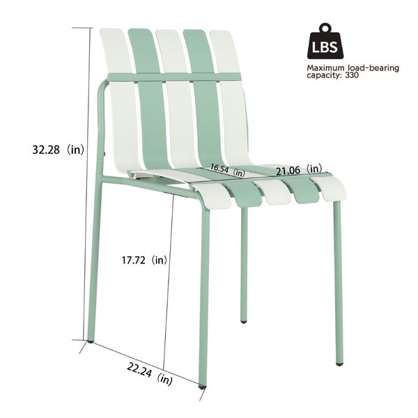 English Elm Holiday Stackable Pp Stripe Dining Chairs Set of Four Weatherproof Cafe Patio Seating W3450P447386