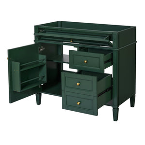 English Elm 36'' Modern Bathroom Vanity Cabinet with Tip-Out Drawer, Adjustable Shelf, Smooth Metal Slides, Solid Wood Frame Green N710P186084F