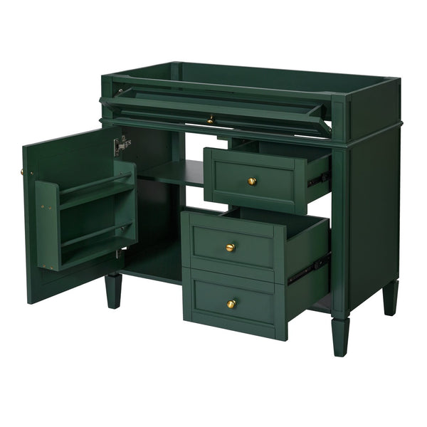 English Elm 36'' Modern Bathroom Vanity Cabinet with Tip-Out Drawer, Adjustable Shelf, Smooth Metal Slides, Solid Wood Frame Green N710P186084F