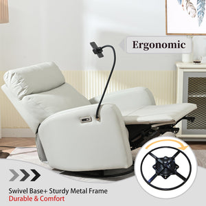 English Elm 270° Power Swivel Rocker Recliner Chair - Electric Glider With Usb Ports For Ultimate Comfort & Style W1028S00028
