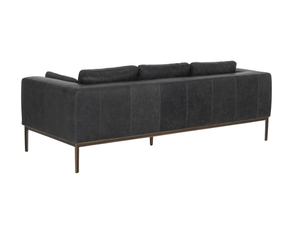 Sunpan Burr Sofa - Modern Masculine Design with Oversized Comfort and Antique Brass Accents for Your Space Serbia Black Leather