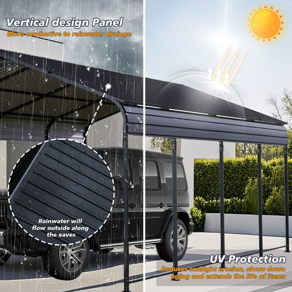 English Elm 12x20 Galvanized Steel Carport Heavy Duty Shelter for Vehicles with Powder Coated Roof W3213S00001