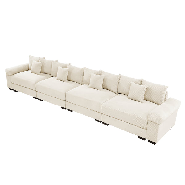 English Elm 170" Oversized Cloud Modular Sectional Couch - Plush Corduroy, Ergonomic Support, 12 Pillows, Easy Setup W714S01290