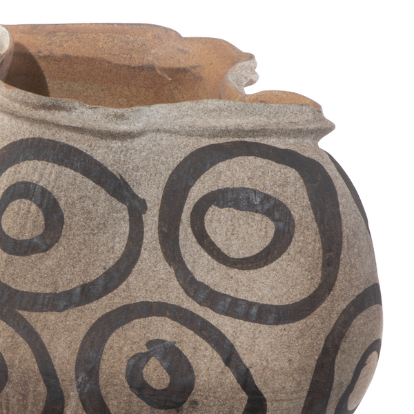 Han Dynasty Bowl - Unique Handmade Porcelain Art Piece with Swirling Brushstrokes & Asymmetrical Design