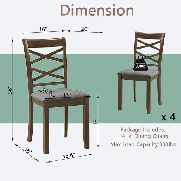 English Elm Dining Chairs Set Of 4, Ergonomic Walnut Wooden Side Chairs With Padded Seats For Comfort & Style W1998P317434