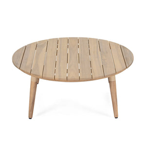 English Elm Nusa Outdoor Pe Rattan Conversation Set with Acacia Wood Coffee Table Patio Black,Natural NUSA4PCSET-BLK