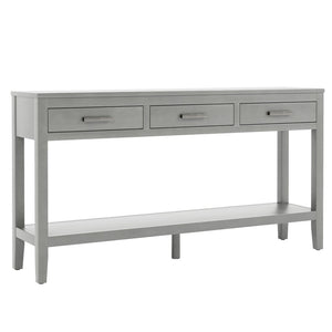 English Elm U_style Farmhouse Console Table with Three Drawers Open Shelf Entryway Organizer N711P410445E