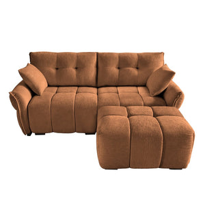 English Elm Modern Chenille Two-seater Sofa with Matching Ottoman for Living Room Apartment Burnt Orange W714S01660