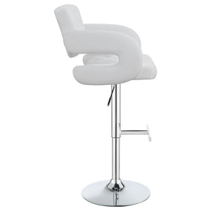 English Elm Brandi Upholstered White Adjustable Bar Stool with Chrome Pedestal, Plush Leatherette Comfort, Height-Adjustable Elegance B062P344930