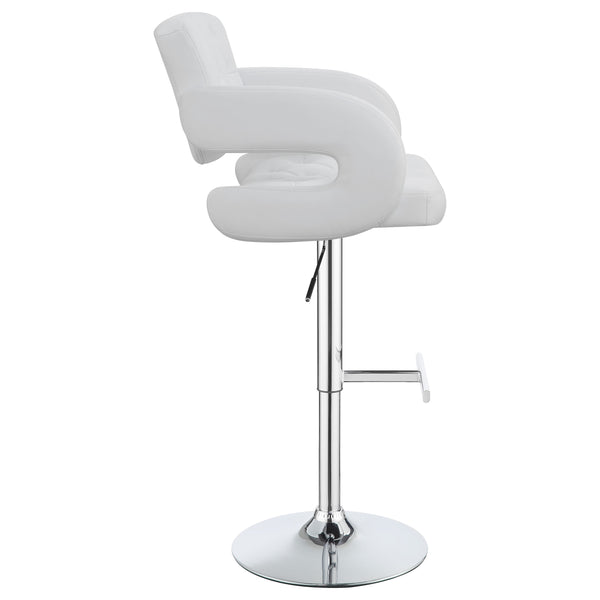English Elm Brandi Upholstered White Adjustable Bar Stool with Chrome Pedestal, Plush Leatherette Comfort, Height-Adjustable Elegance B062P344930