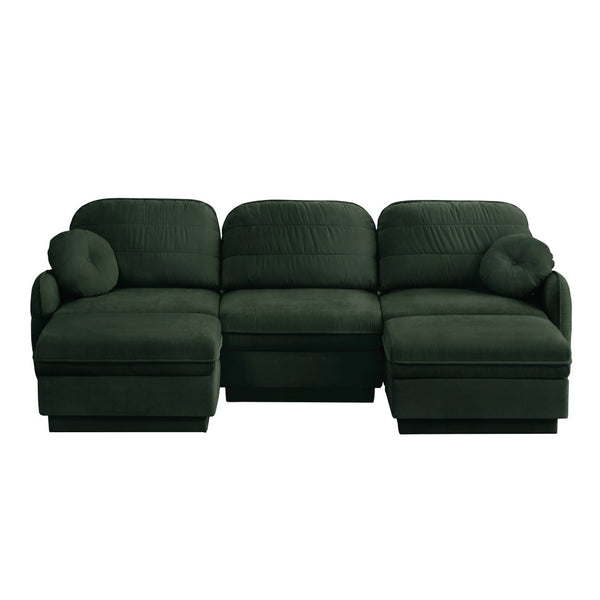 English Elm 105" Chenille U-shaped Sectional Sofa Deep Seat Cloud Couch with Movable Ottoman Green W714S01770