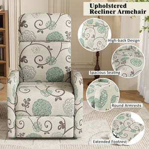 English Elm Christopher Knight Home® - Modern Recliner Plush Manual Recliner Chair with Ergonomic Support, 3-Position Backrest, Durable Fabric Comfort Beige+Blue N763P256491C