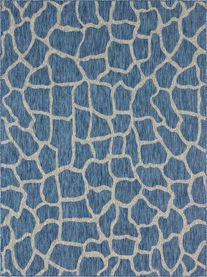 Unique Loom Outdoor Safari Giraffe Machine Made Animal Print Rug Blue, Gray 9' 0" x 12' 0"