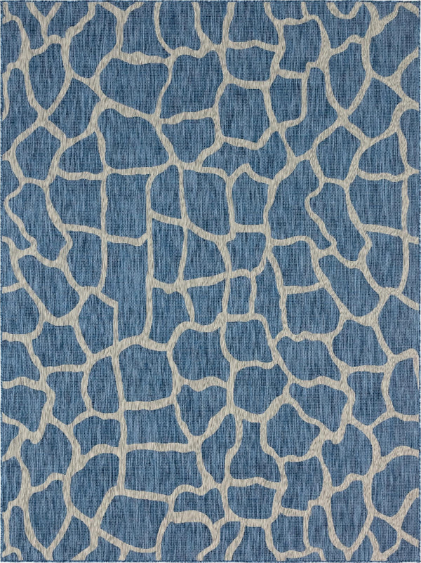 Unique Loom Outdoor Safari Giraffe Machine Made Animal Print Rug Blue, Gray 9' 0" x 12' 0"