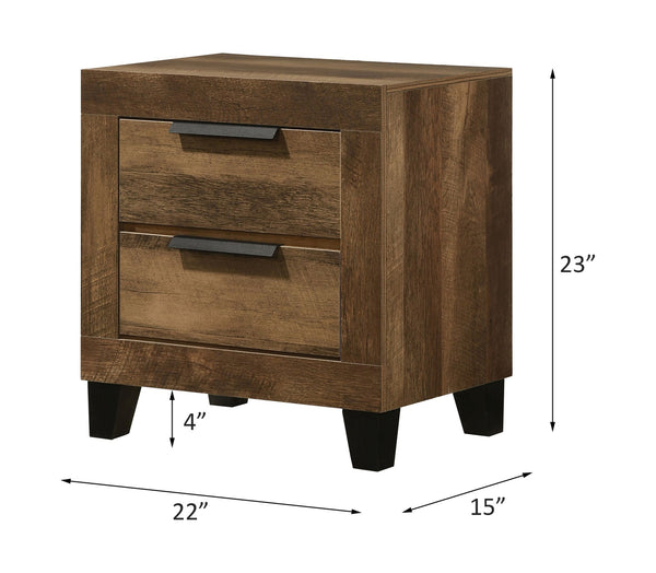 English Elm Morales Rustic Oak Nightstand with 2 Dovetail Drawers, Smooth Metal Glides & Safety Stop, Durable Finish B2726P261907