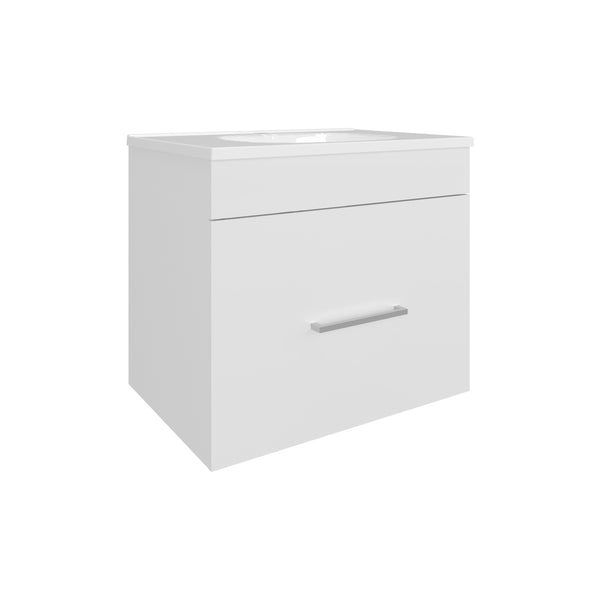 English Elm One Blanco Kronos Bath Vanity Hatta with One Door, Two Drawers & Open Shelf — Compact White MDF Storage Elegance B200P313683