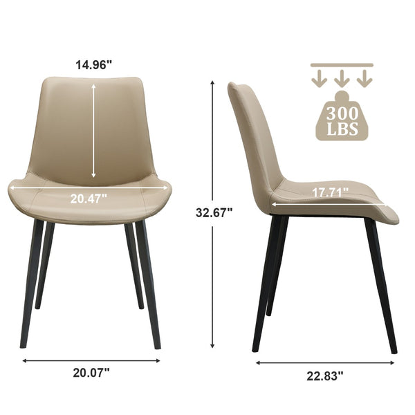 English Elm Tan Pu Leather Dining Chairs Set Of 4 - Modern Ergonomic Design, Durable Metal Legs For Versatile Use T3967P389577-GIGA