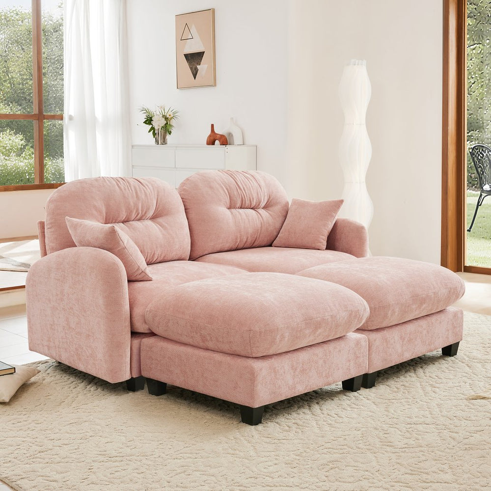 English Elm Cloud Sectional Sofa - Premium Chenille With Soft Pillows, Ergonomic Design, Tufted Backrest, Pink Elegance W714S01386