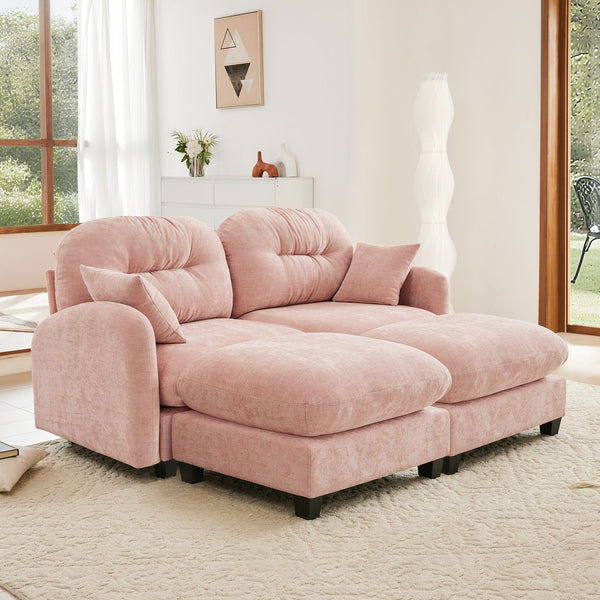 English Elm Cloud Sectional Sofa - Premium Chenille With Soft Pillows, Ergonomic Design, Tufted Backrest, Pink Elegance W714S01386