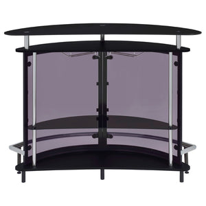 English Elm Strick & Bolton Matte Black Open Shelf Bar Cabinet with Glass Top for Modern Interiors B062P328665