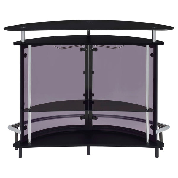 English Elm Strick & Bolton Matte Black Open Shelf Bar Cabinet with Glass Top for Modern Interiors B062P328665