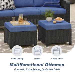 English Elm Tl Seven Piece Outdoor Patio Set Pe Rattan Wicker Swivel Chairs Sofa Footstools W5382S00008