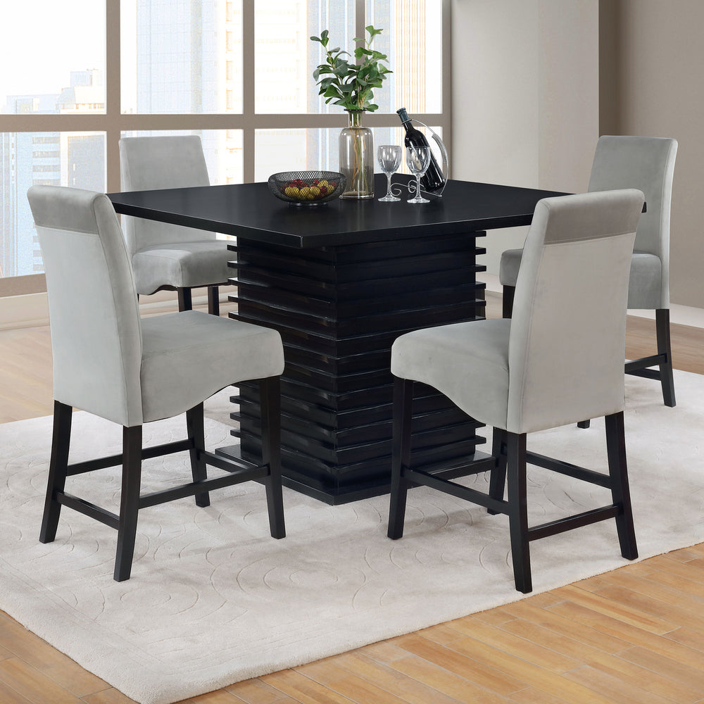 English Elm Shandra Grey and Black 5-Piece Counter Height Dining Set | Plush Upholstered Stools, Modern Table Retreat B062S00894