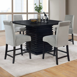 English Elm Shandra Grey and Black 5-Piece Counter Height Dining Set | Plush Upholstered Stools, Modern Table Retreat B062S00894