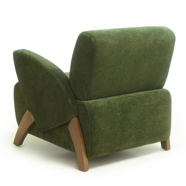 English Elm Lounge Accent Chair Velvet Upholstered Seat with Birch Legs for Compact Living Spaces Dark Green W2901P463303