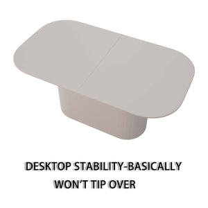 English Elm 63" Modern-Medieval Cream Dining Table Set With 6 Pu Armless Chairs & Silver Metal Legs For Style W2189S00675