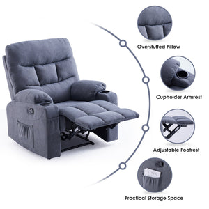 English Elm Oversized Recliner chair with ergonomic support, swivel rocker, quick 5-min assembly for adults comfort Light Gray T3623P408743