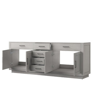 English Elm White Oak Double Bath Vanity - Elegant 84" Midcentury Design With Ample Storage & Soft-Close Features B2731P257872-GIGA