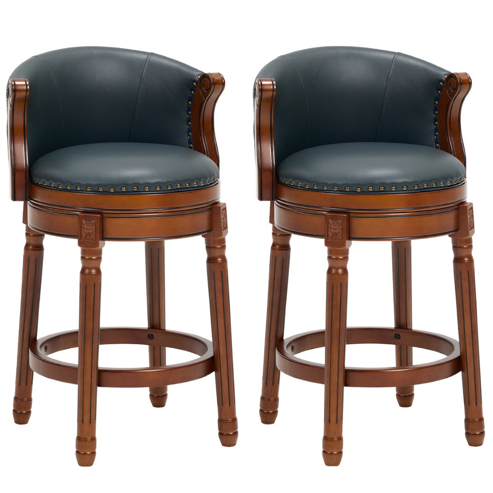 English Elm Cow Leather Swivel Barstool Solid Hardwood Frame 360 Spin Kitchen Counter Seating W2195P399436