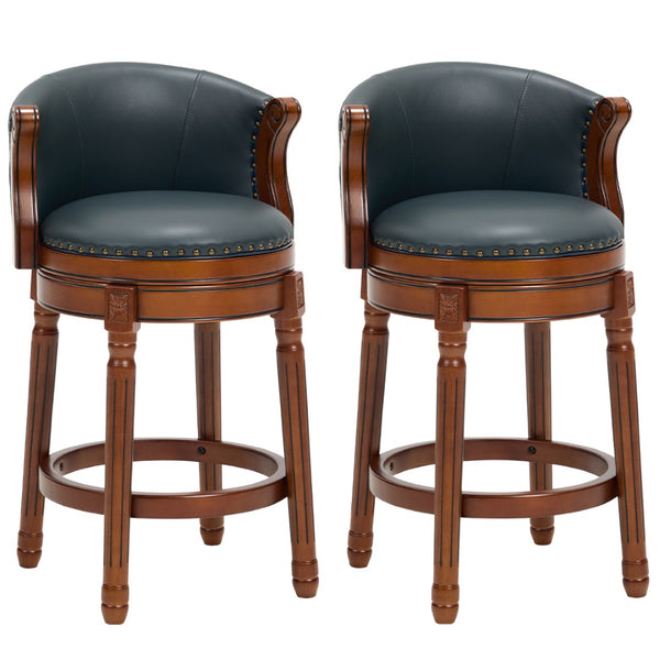 English Elm Cow Leather Swivel Barstool Solid Hardwood Frame 360 Spin Kitchen Counter Seating W2195P399436