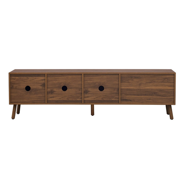 English Elm 68" Mid-century Walnut Media Console with Open Shelves and Soft-close Cabinet Storage N710P446195P