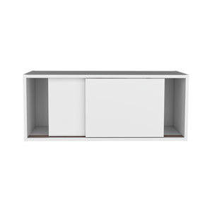 English Elm Wall Engineered Wood Cabinet with Single Door and Two Shelves for Kitchen Storage, Modern Durable Design White 33.86 L x 14.17 W x 3.54 H B097P250892