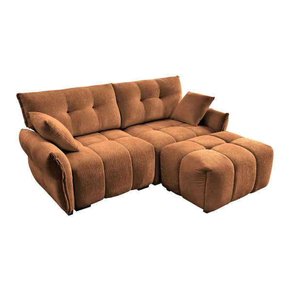 English Elm Modern Chenille Two-seater Sofa with Matching Ottoman for Living Room Apartment Burnt Orange W714S01660