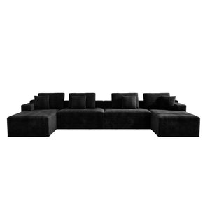 English Elm 165.3*68.9"modular Sectional Sofa 8 Piece Plush Corduroy No Assembly Living Room W3819S00158