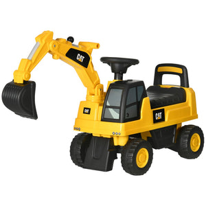English Elm Aosom Cat Licensed Toddler Pedal Excavator with Moving Shovel and Under Seat Storage W2225P217062
