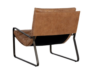Sunpan Zancor Lounge Chair - Luxurious Leather Comfort with Unique Handcrafted Design for Stylish Relaxation Gunmetal / Tan Leather
