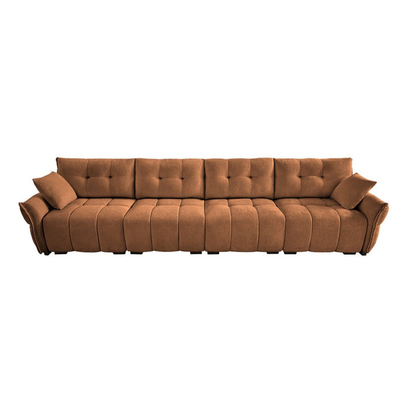 English Elm Modern Four Seat Chenille Sofa Solid Wood Frame Tufted Arms for Living Rooms Lounges Burnt Orange W714S01666