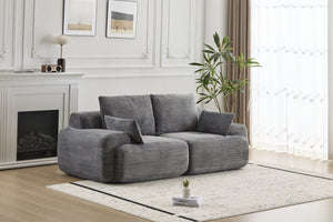 English Elm Modern 2-Seater Memory Foam Sectional Sofa - Pet-Friendly Corduroy Loveseat, No Assembly, Grey W3723P346961