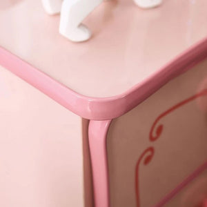 English Elm Wooden Princess Nightstand with 2 Drawers, High-Gloss Pink Lacquer, Heart Pulls, Fairy-Tale Charm B016P252817