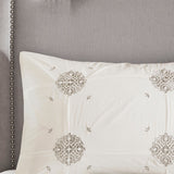 Madison Park Malia Shabby Chic 4 Piece Embroidered Cotton Reversible Duvet Cover Set MP12-6186 Ivory