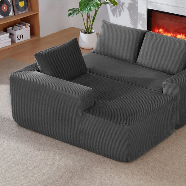 English Elm Cloud Oversized Corduroy Chaise Sectional with Deep Seat for Cozy Living Spaces W3975P391632