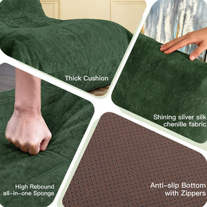 English Elm Ftmmc-lanse Chenille Bean Bag Chair Full Body Support for Reading and Media Rooms Green W3737P458681