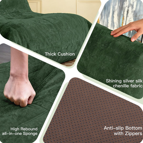 English Elm Ftmmc-lanse Chenille Bean Bag Chair Full Body Support for Reading and Media Rooms Green W3737P458681